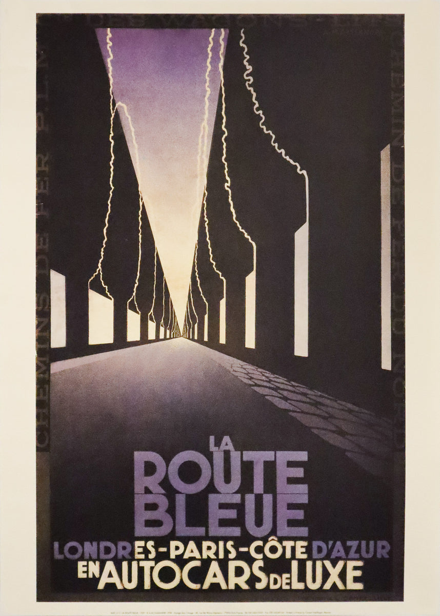 1998 Original French Travel poster - La Route Bleue (Reissue