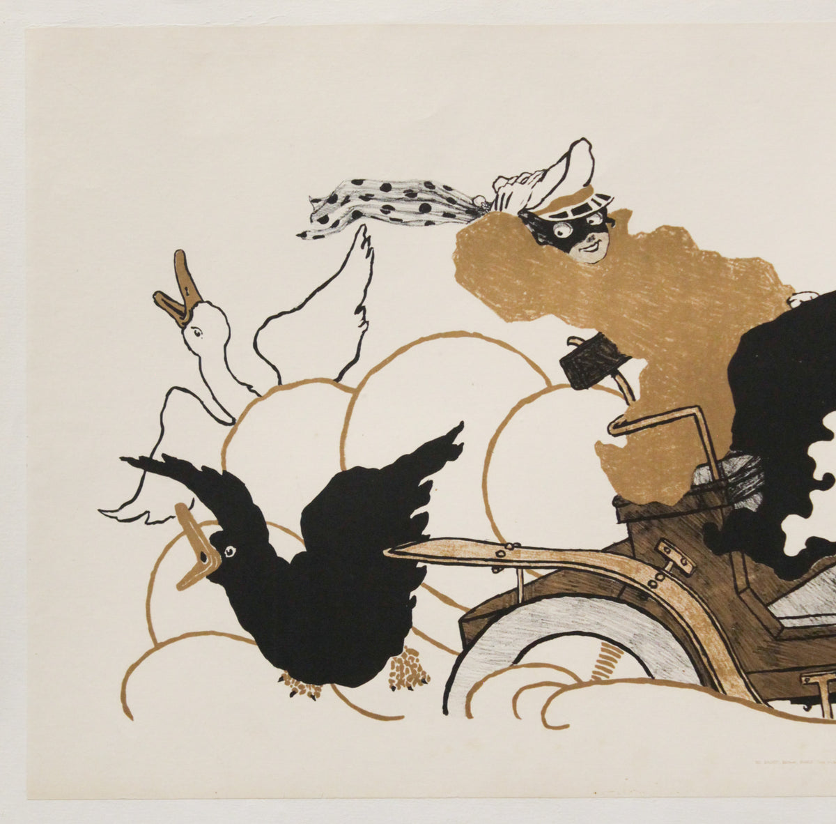 1900 French Art Nouveau Sagot Poster, Woman in Carriage