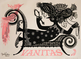 1954 Danish Poster, Vanitas (pink version) by Bjorn Wiinblad
