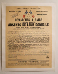 1926 French Military Poster - "Démarches a faire par les hommes absents de leur domicile"