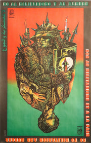 1980s Cuban Poster, No to militarism and hunger, by OSPAAAL, Rafael Morante