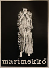 1960's Finnish Advertisement Poster - Marimekko (Woman in Dress, Black Background)