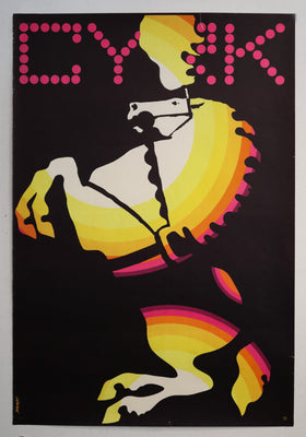 1969 Polish Circus Poster - Cyrk (Rearing Horse) - Janowski