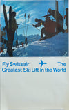 1971 Swiss Travel Poster - Fly Swissair, The Greatest Ski Lift in the World