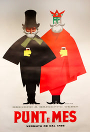 1950s Original Oversized Italian Liquor Poster, Punt e Mes - Testa (Oversize)