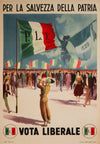 1953 Italian Political Poster "Per la salvezza della patria... Vota Liberale" (For the salvation of the homeland... Vote Liberal) - Linen Backed