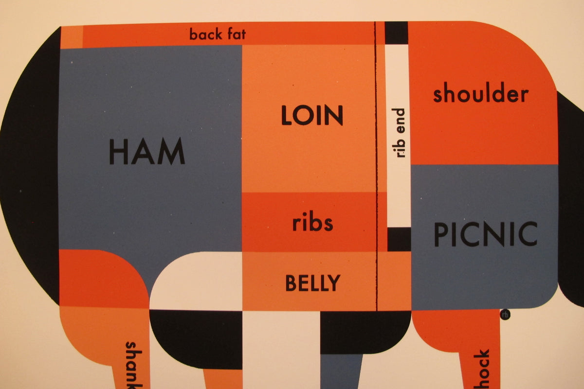2017 Geometric Pork \ Piggy Cut Butcher Chart L'Affichiste