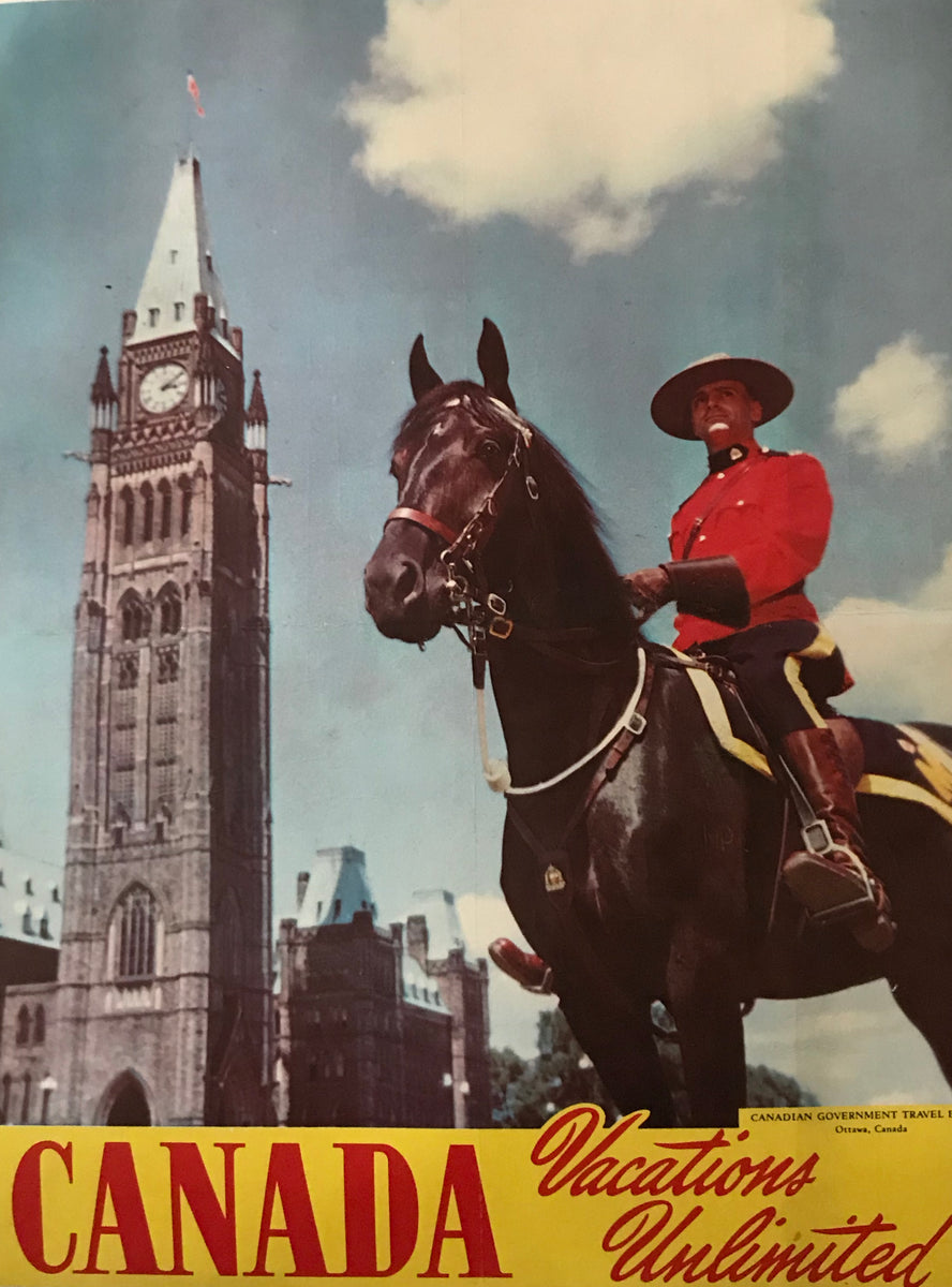 希少 激レア 50sヴィンテージ マジック通貨 ポスター ペーパーアート スカル 1950s Kitschy Canadian Travel Poster, Canada Vacations Unlimited