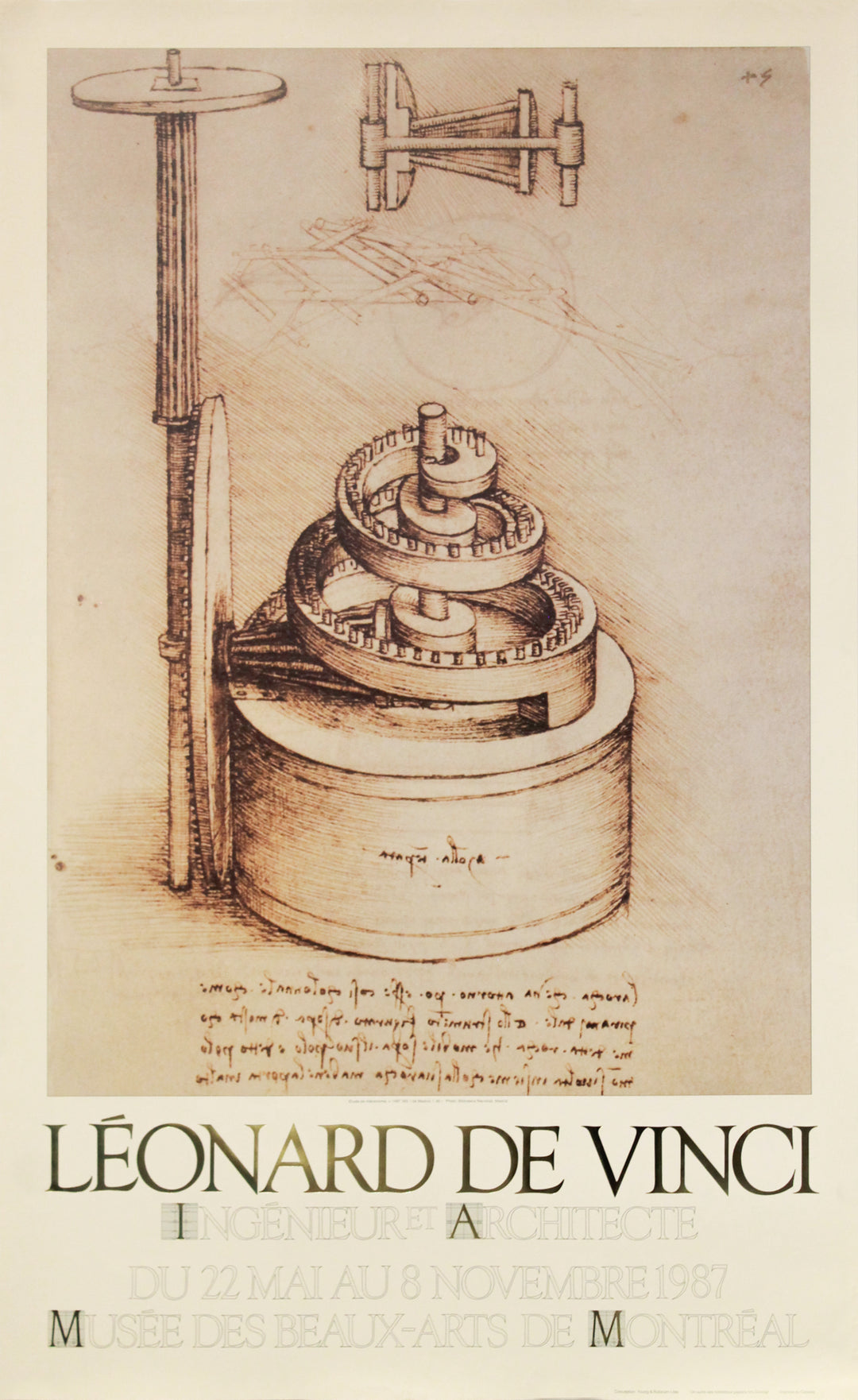 1987 Vintage Canadian Exhibition Poster, Léonard de Vinci