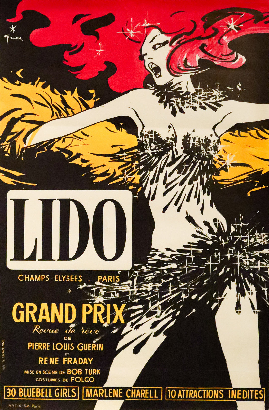 1960 Affiche Cancan Française Vintage, Lido 