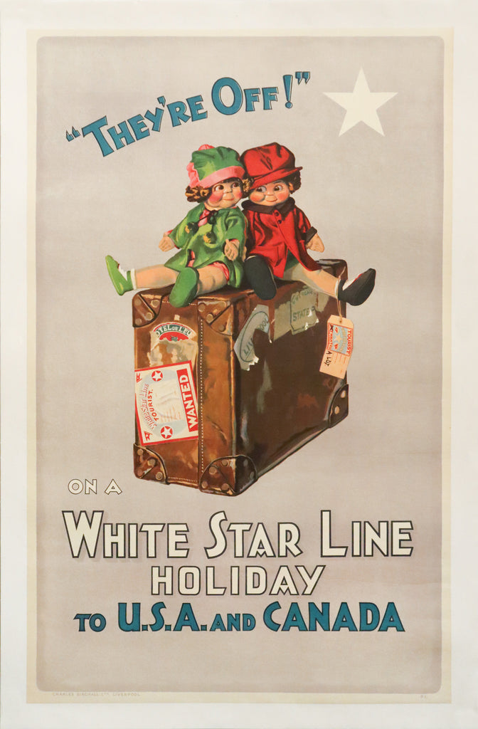 1920s British Travel Poster, White Star Line Holiday to USA and