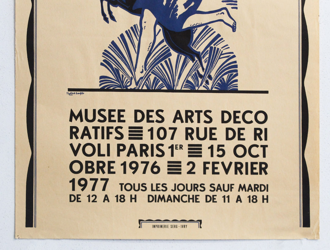 Œuvre Art Déco Française 1925 - Gouache Au Pochoir Et Or Représentant Libellule Et Fleurs, Sur Papier