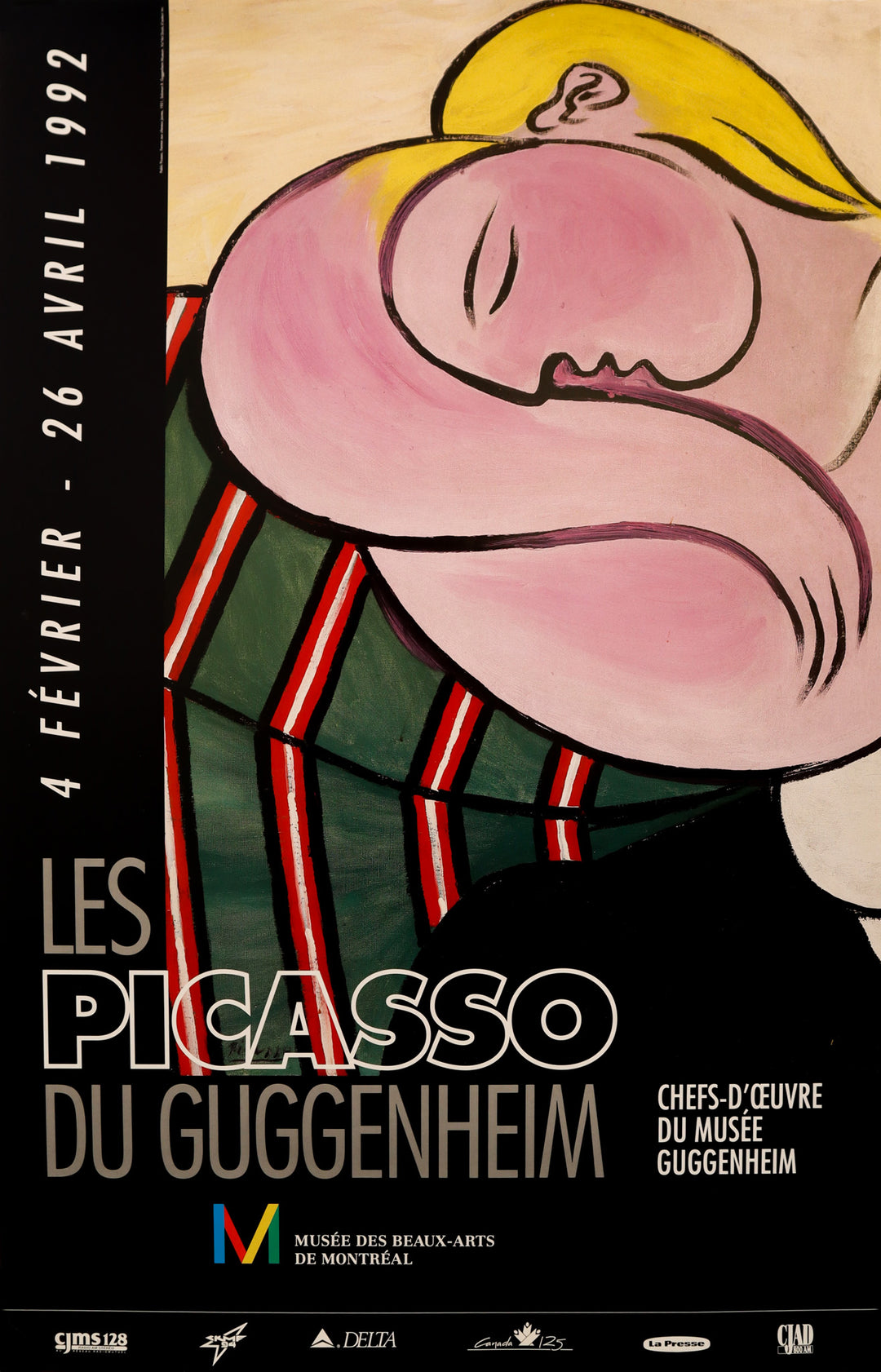1992 Canadian Exhibition Poster. Les Picasso du Guggenheim (at the