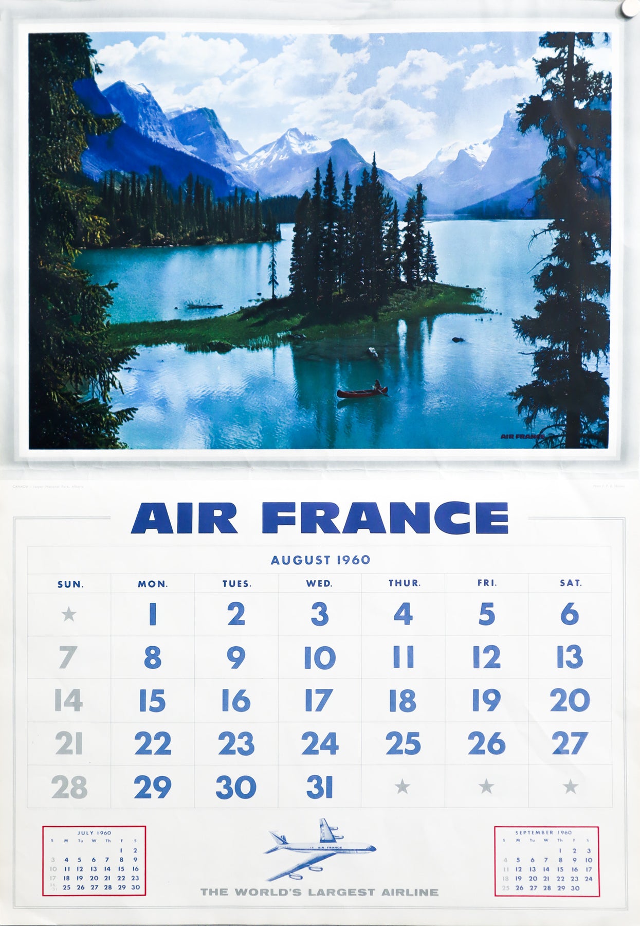 1960 French Travel Ephemera Air France Calendar 6 pages