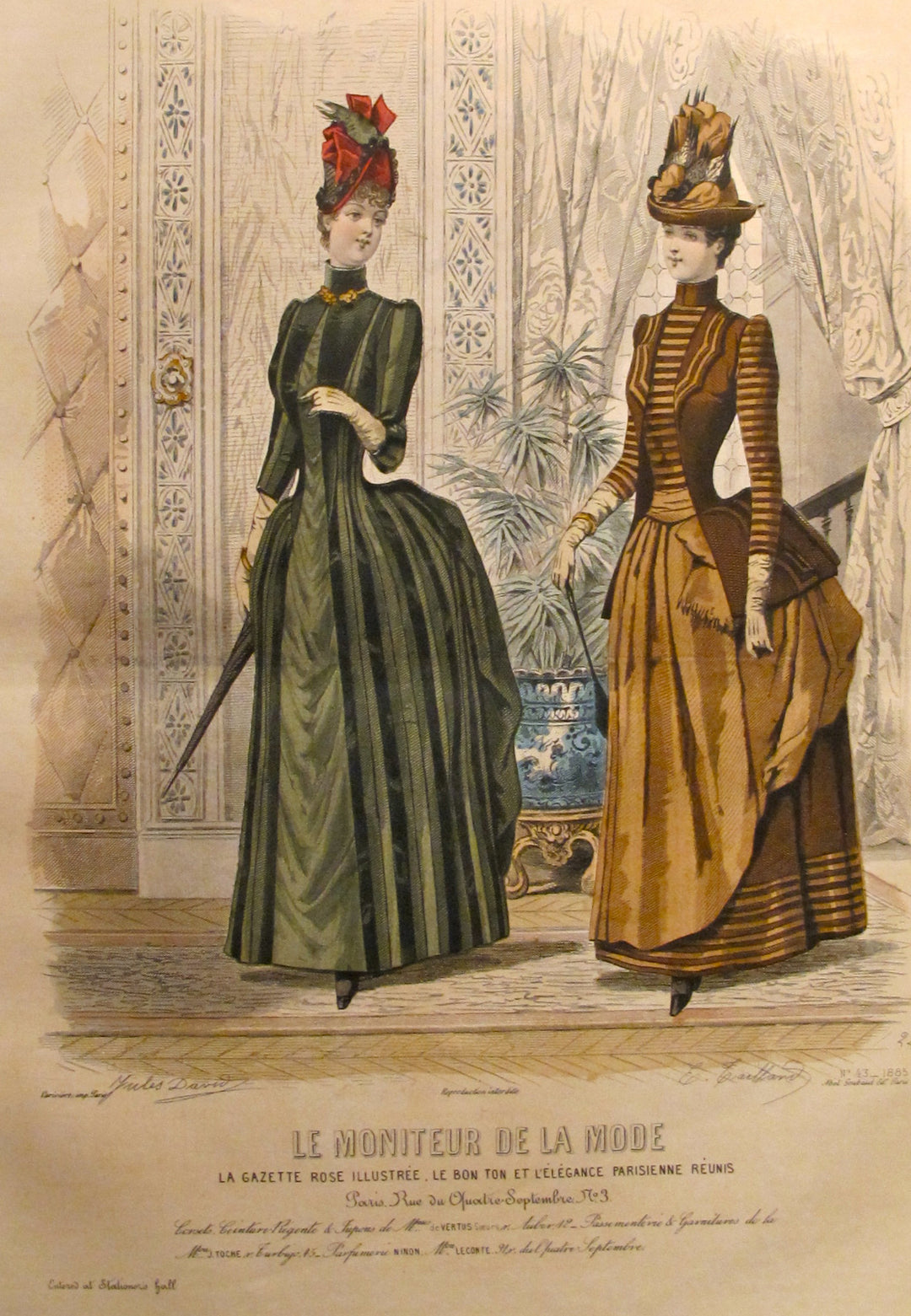 1885 Moniteur de la Mode, Parisian Ladies Fashion (Plate 43-1885