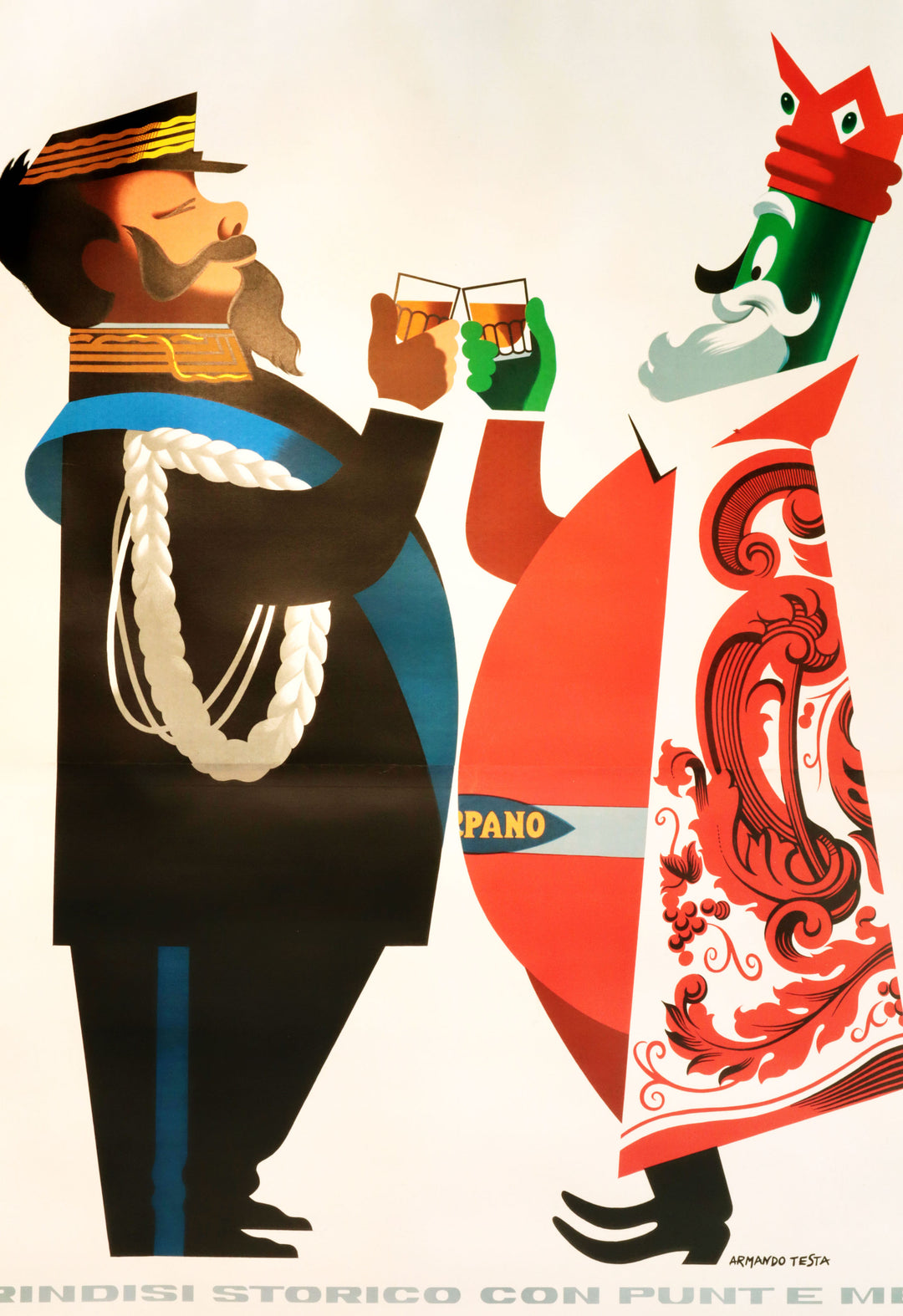 1950s Original Oversized Italian Liquor Poster, Carpano - Testa