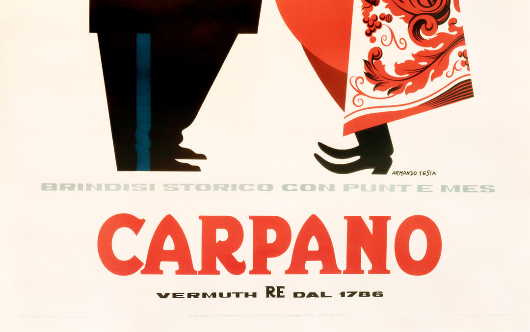 1950s Original Oversized Italian Liquor Poster, Carpano - Testa
