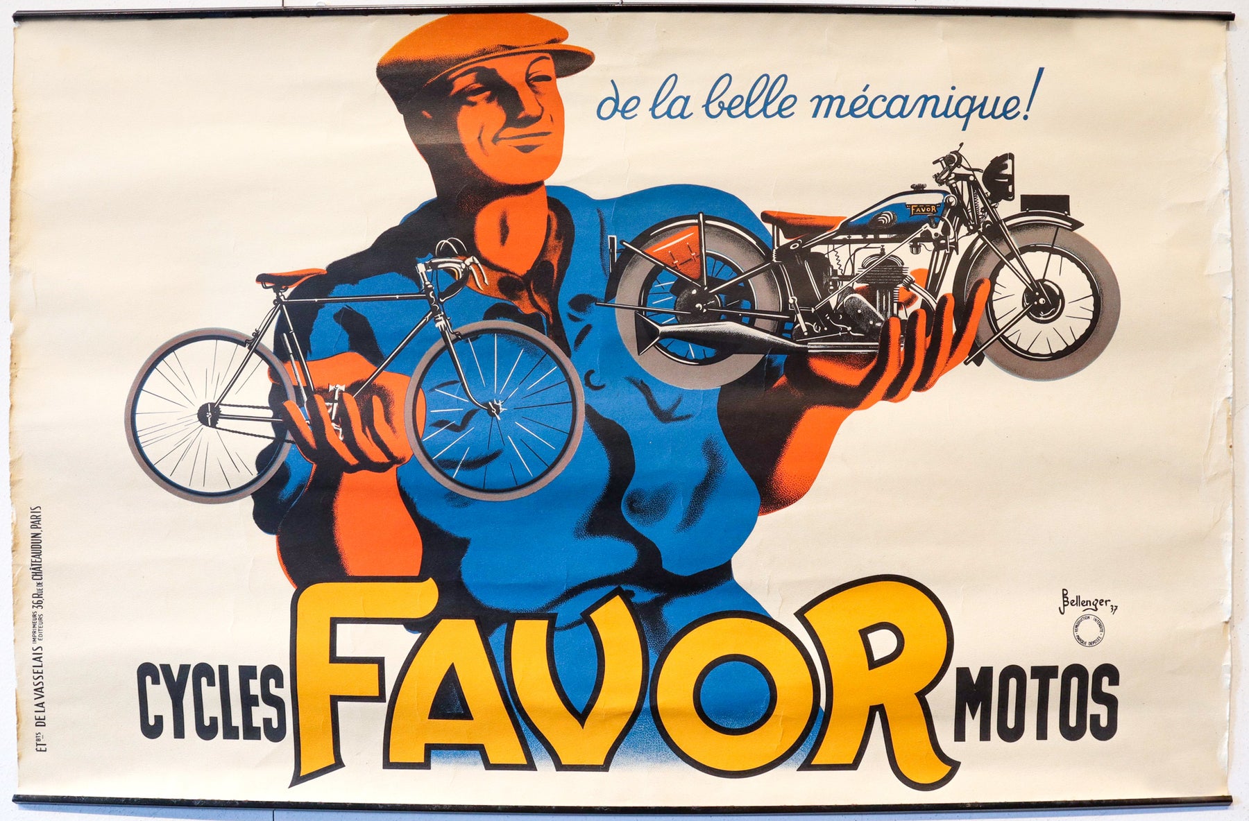 Ancienne Plaque émaillée Vélo / Moto - Cycles FAVOR Clermont-Ferrand