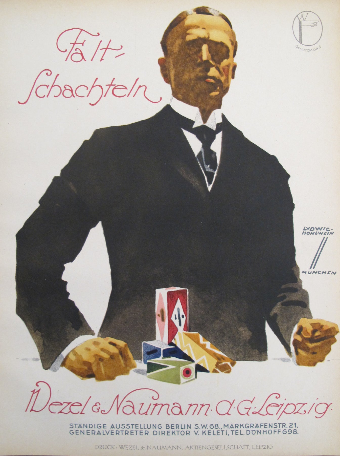 1926 Original German Art Deco Poster, Falt-Schachteln (Print + Adverti –  L'Affichiste