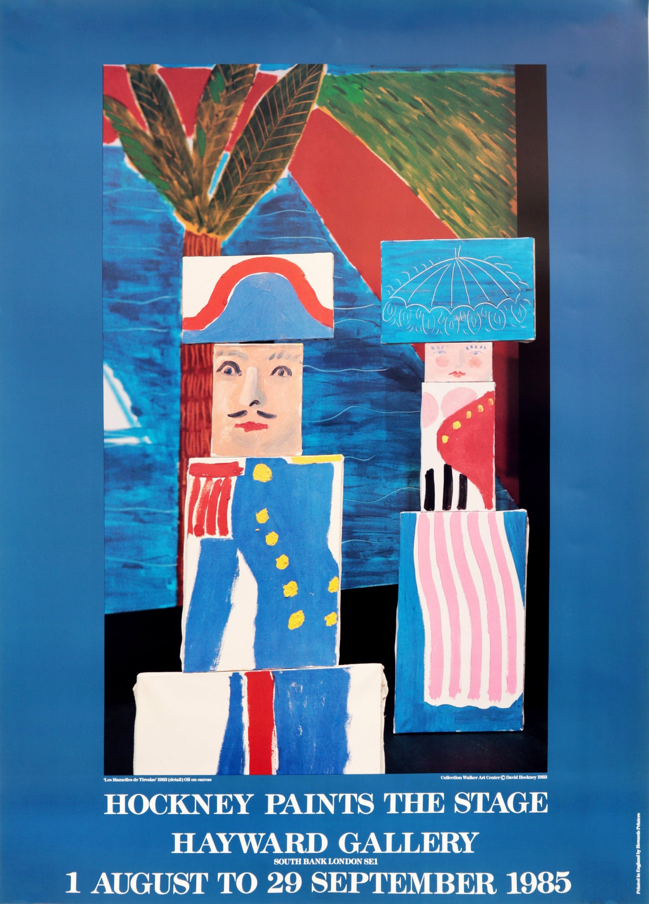 レア　David Hockney ポスター 1985 English Exhibition Poster - Hockney Paints the Stage