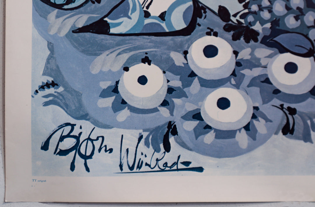 1980s Danish Bjorn Wiinblad Exhibition Poster - The Blue Lady – L