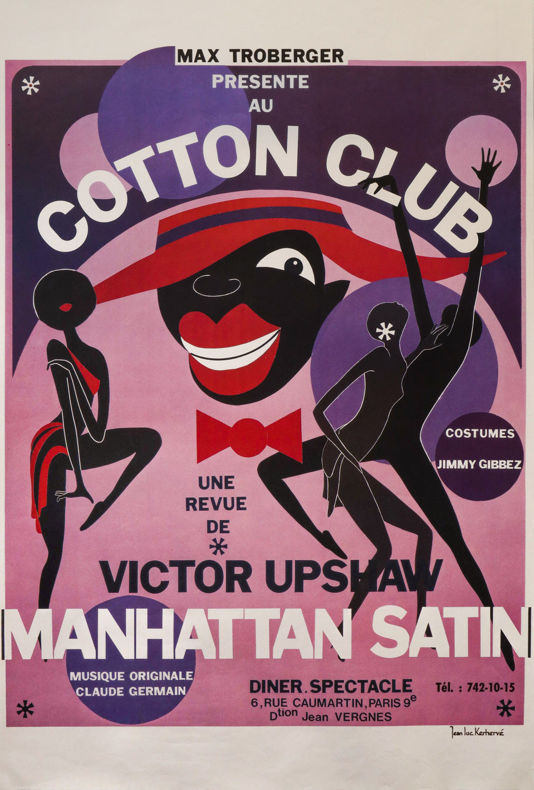 1980s Original French Cabaret Poster, Cotton Club, Manhattan Satin