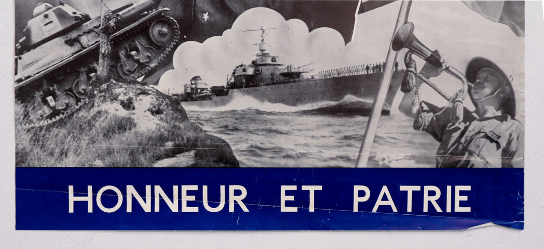 WW2 AFFICHE 1947 STRASBOURG GENERAL DE GAULLE HOMMAGE A L'AMERIQUE