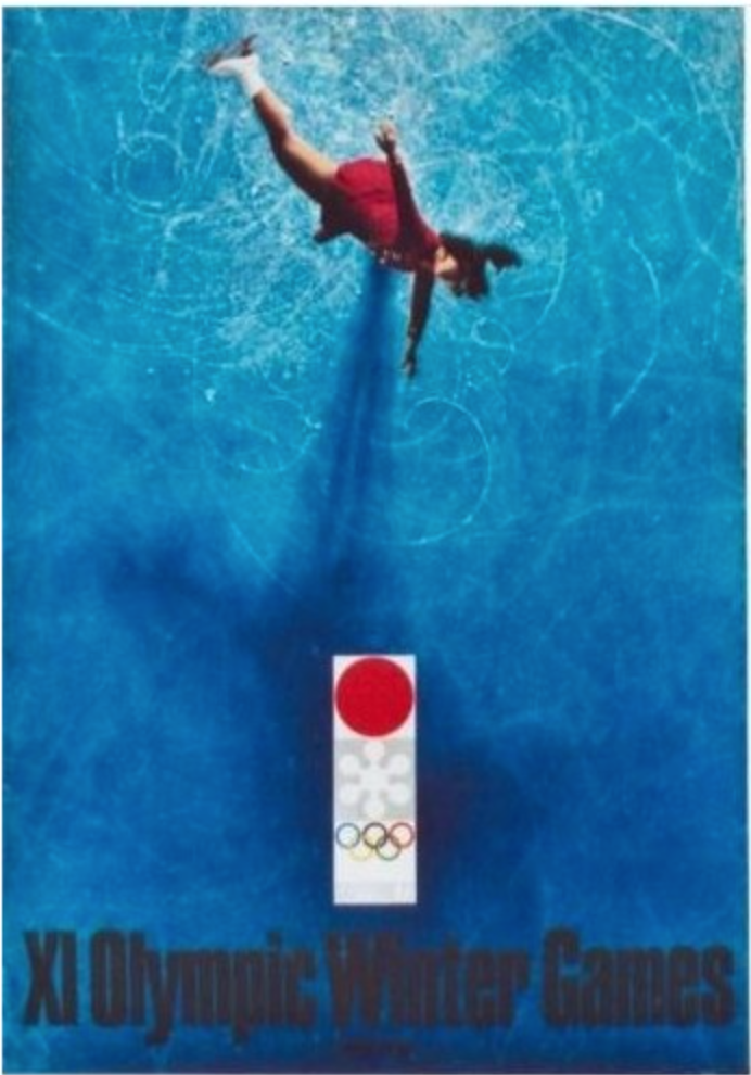 1972 Original Sapporo Winter Olympic Games Poster, Figure Skating – L