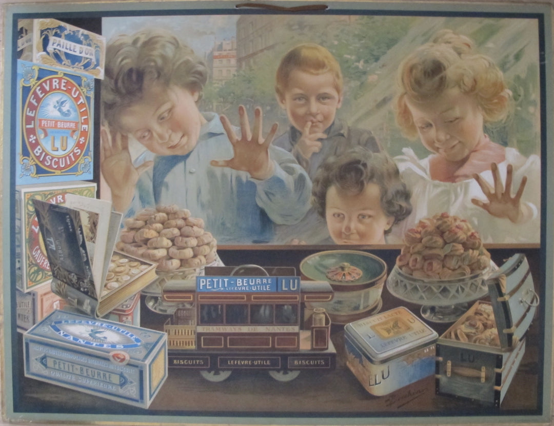 【レア】フランス LU Petit Ecolier ポスター プレート 広告用 レア】フランス LU Petit Ecolier ポスター プレート 広告用